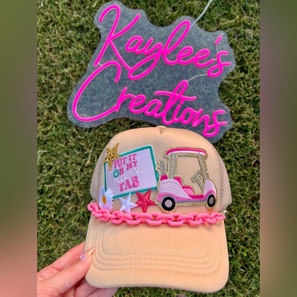 Put it on my husband’s tab!! Patch trucker hat with chain.